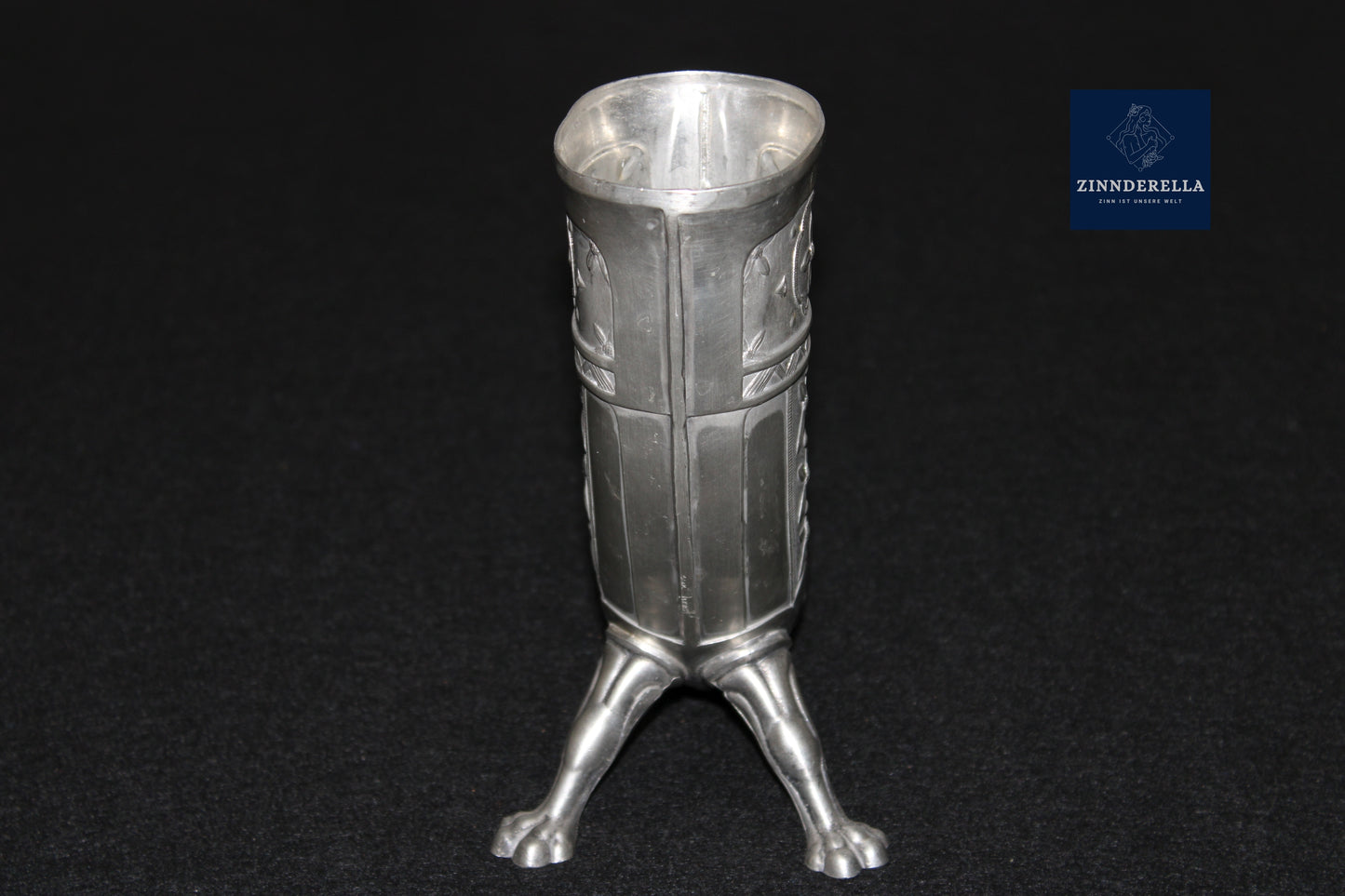 NORWEGEN TRINKHORN AUS ZINN, WIKINGER MOTIV, VON AKSEL HOLMSEN, 1920ER