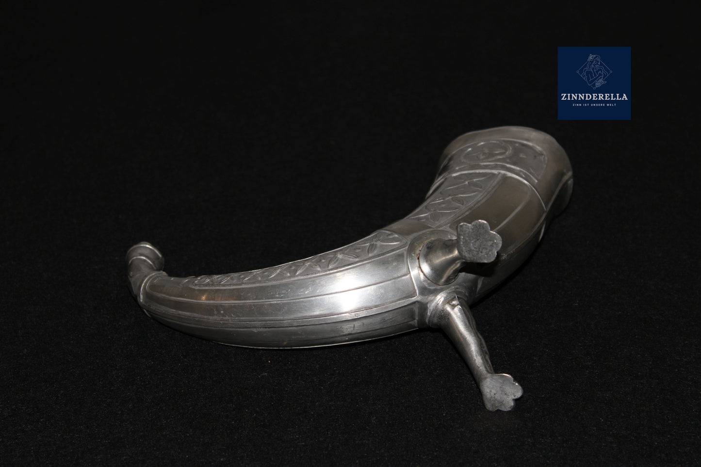 NORWEGEN TRINKHORN AUS ZINN, WIKINGER MOTIV, VON AKSEL HOLMSEN, 1920ER
